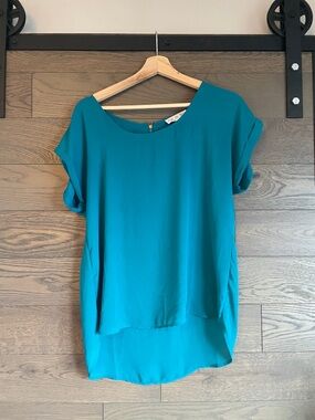 Pink Rose Teal Short Sleeve Blouse